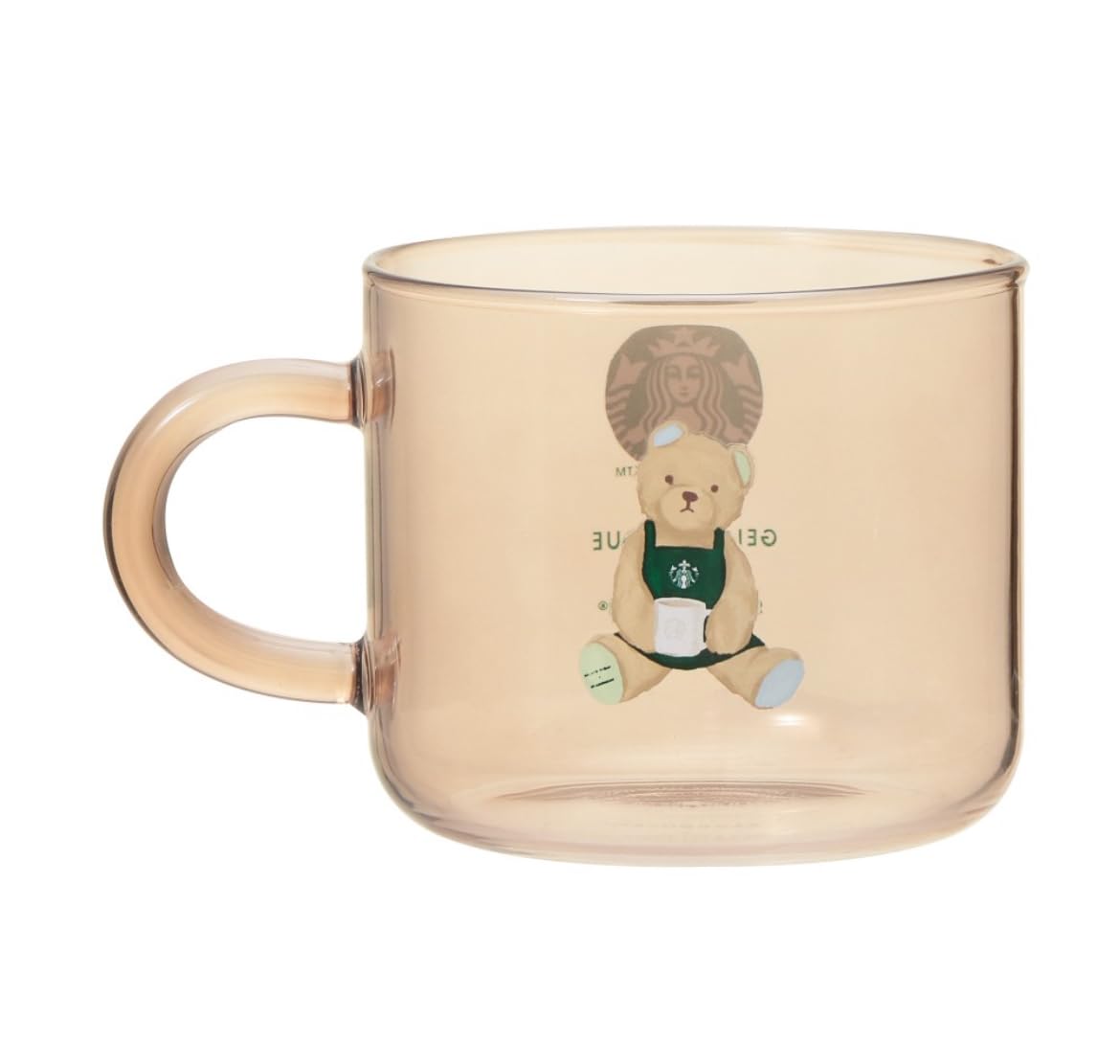 

Starbucks Gela Pique collaboration glass mug, mocha beige, 355ml. Gela Pique glass mug, beige.
