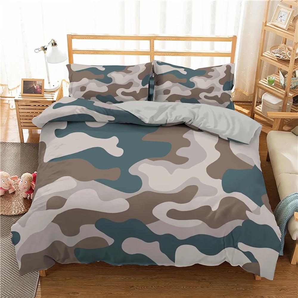 Kamuflasje Sengetøy Sett Gutt Tenåring Barn Abstrakt Dynetrekk med Putetrekk King Queen Twin Størrelse Polyester Dynetrekk 2/3 stk