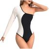 One Shoulder Long Sleeve Monokini Swimsuit for Women Asymmetric Cutout Bodysuit Bathing Suit Stylish Swimwear for Beach Pool