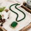 Elegant Imitation Emerald Wushi Pai Necklace - Long, Versatile, High-End Sweater Chain with Simple, Stylish Pendant