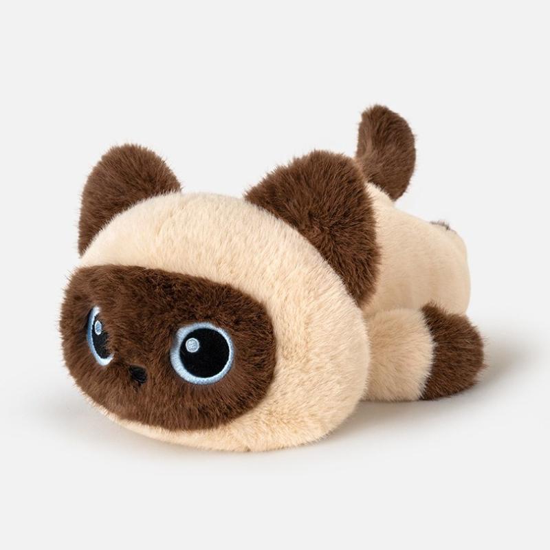 Cartoon Cat Plush Toys Cute Animals Siamese Kitten Lovely Stuffed Doll Black Cat Pendant KeyChain Plushie Birthyday Xmas Gift