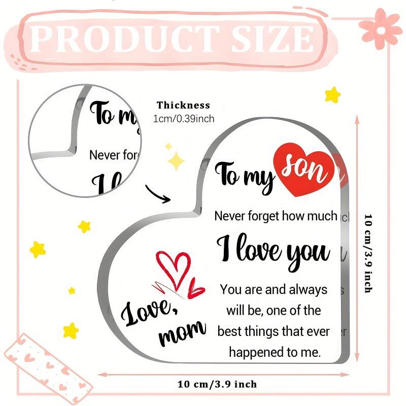 Dwuwymiarowa Płaska Serdeczna Pamiątka Akrylowa od Matki dla Syna, Dekoracja Biurka Tabliczka, Prezent na Dzień Matki, Nadaje się do dekoracji ścian, ganek, pokój, willa, akcenty Dom,