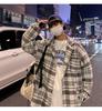 Men's Plaid Woolen Trench Coat: Autumn/Winter Japanese Retro Hong Kong Style, Loose Casual Jacket.