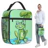 Süßer Frosch unter Blatt Regen Isolierte Lunchtasche für Kinder Schule Kühltasche Thermische Lebensmittelbox Tragetasche Auslaufsicherer Lunchboxen Behälter