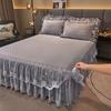 Cotton Padded Velvet Lace Bed Skirt Winter Thick Bed Cover Three Piece Set Single Piece Anti-skid and Anti-static Bed Sheet