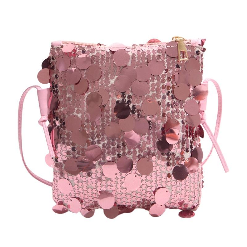 

Sequins Personality Trend Fashion Shining Spring Summer Temperament Shoulder Crossbody Mobile Phone Small Satchel рожевий