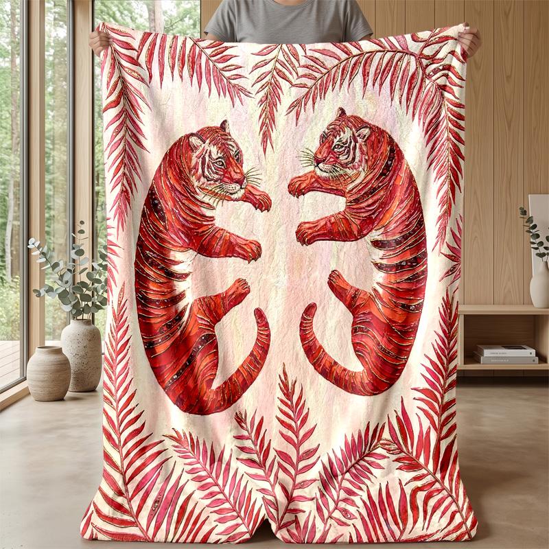 Tiger Artwork Design 2 Theme blanket Lightweight Warm Flannel Blanket Decorative Throw Blanket for Home Decoration
