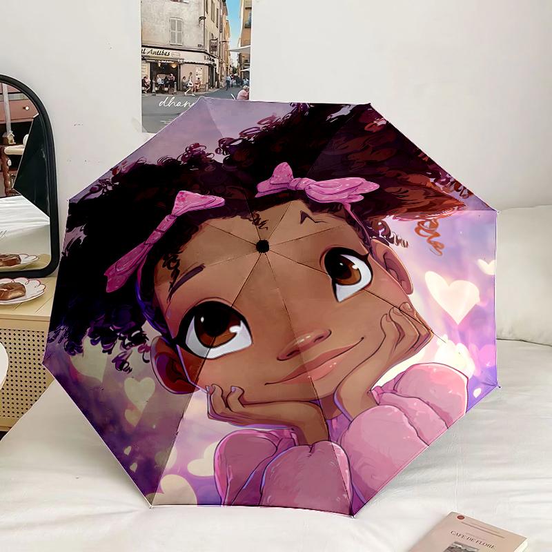 Black Princess Magic Celebration Umbrella 8-Frame for Travel, camping, Casual Lightweight Portable Umbrella, Essential for every family Holidays Gift
