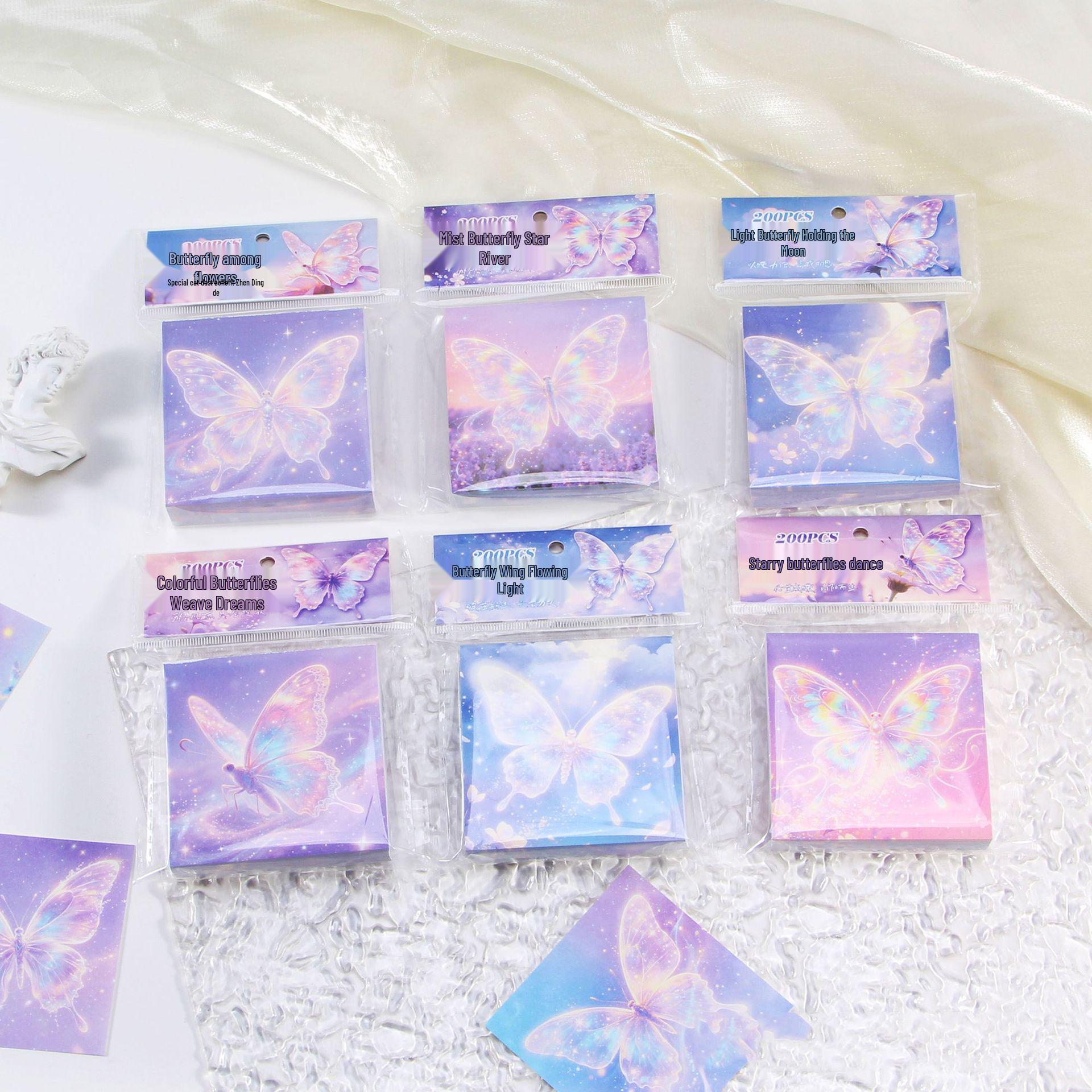 Ancient Butterfly Chinese Sticky Notes - 200 Sheets for Journaling and Reminders