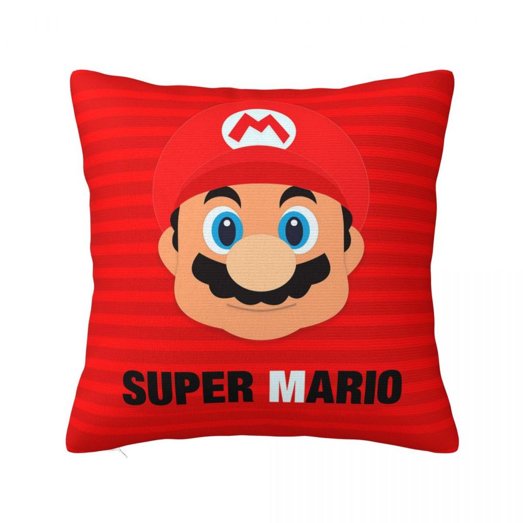 Marios Square Pillowcases Polyester Seat Luigi Mushroom Yoshi Cushion Cover Funny Pillow Cover 45*45