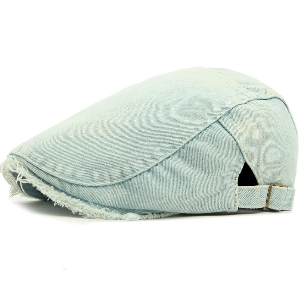 HT4797 New Stylish Beret Cap Men Women Shabby Brim Denim Hat Male Female Artist Painter Beret Hat Adjustable Ivy Flat Cap Berets