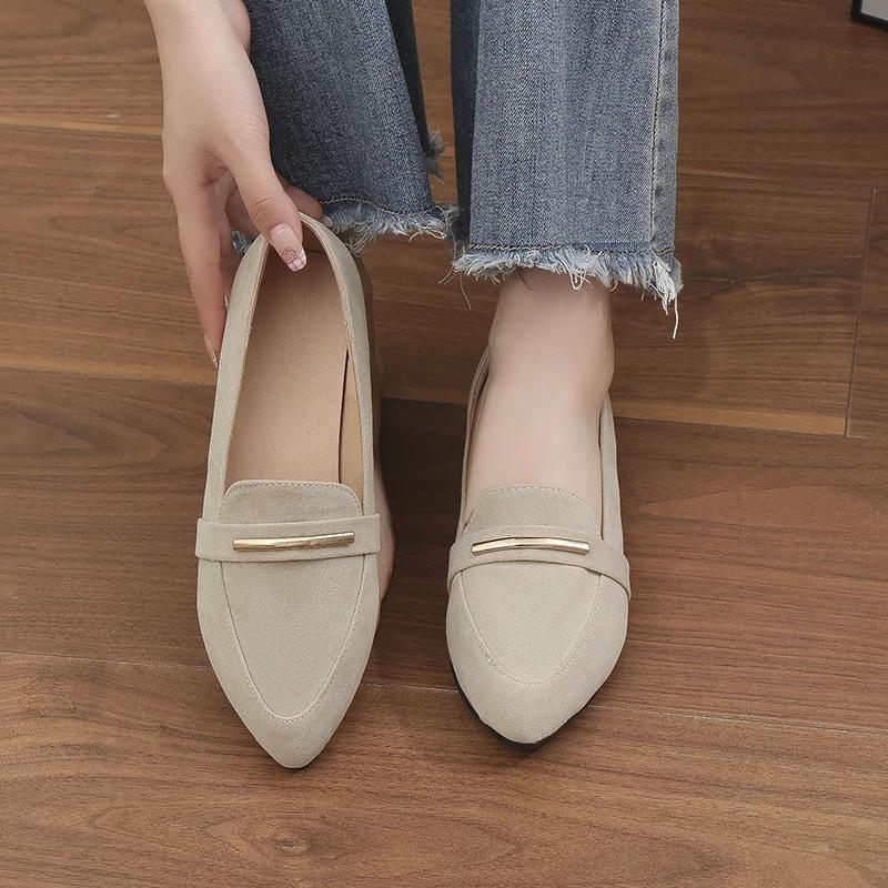 Damen Schuhe im Angebot 2024 Herbstmode Flach Lässig Bequem Einfarbig Spitz Zehenbereich Damen Flache Walking Slipper