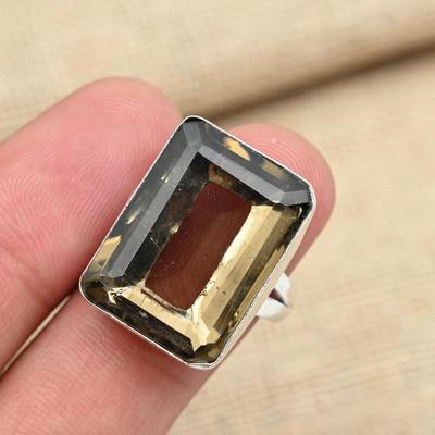 Smoky Topaz Wspaniały Kamień Szlachetny Solidny Pierścień ze Srebra Sterlingowego 925 Ręcznie Robiony Biżuteria Wszystkie Rozmiary