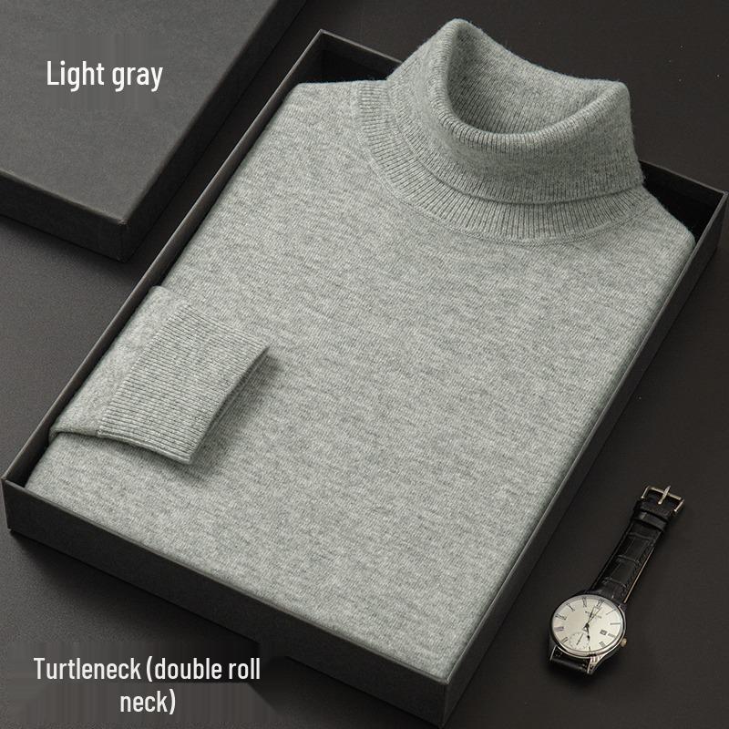 Men's High Neck Knit Sweater - Warm & Versatile Long Sleeve for Autumn/Winter