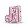 New In Copper Color Zircon Collection Pink 26 Letters Bead Charms Compatible With Pand 3mm Bracelets Do It Yourself Charm Pendant Woman Jewellery