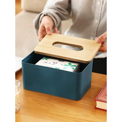 Houten deksel tissuebox Kleur desktop rechthoekig creatief reclamepapier doos woonkamer salontafel Auto servetdoos