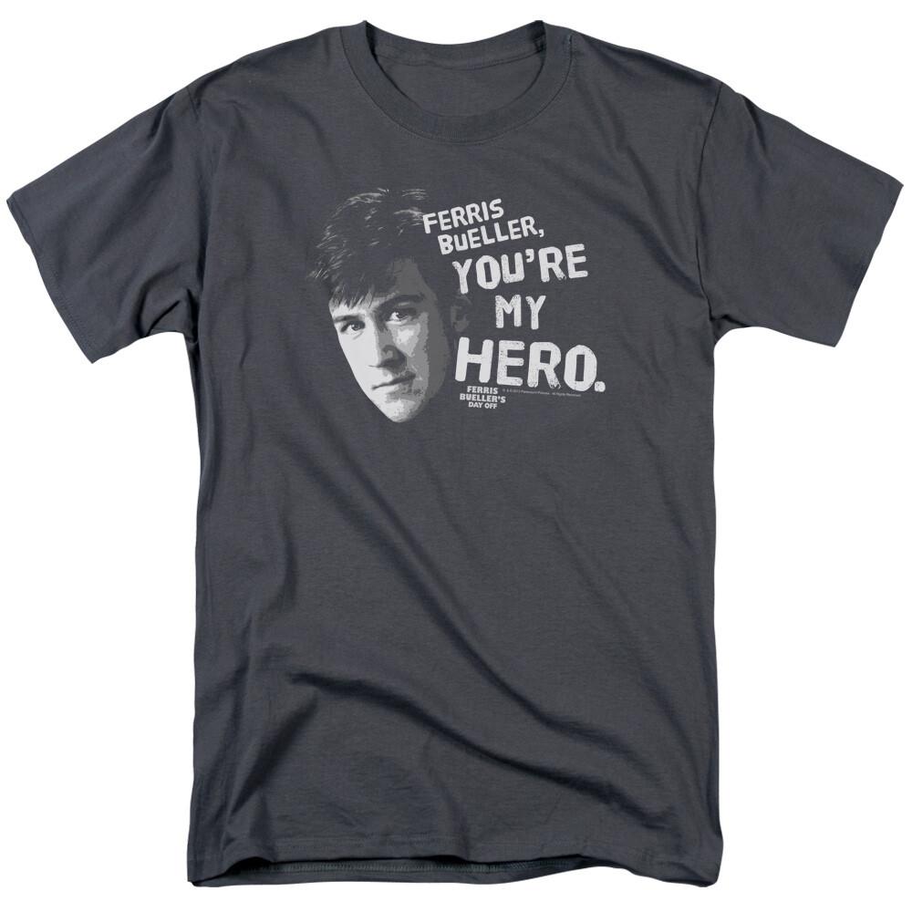 Ferris Bueller s Day Off My Hero T Shirt Mens Licensed 80s Movie Tee Charcoal XXXL