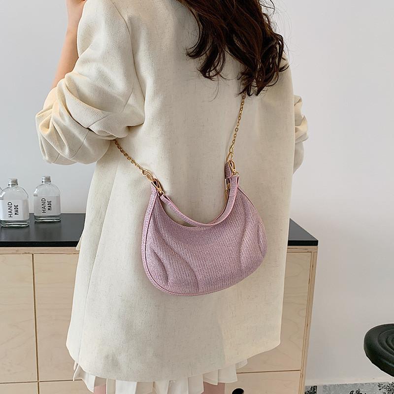 Stylish Crescent Shoulder Bag For Women 2024 Trendy Fashionable Pu Handbag With Zipper