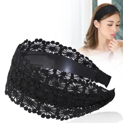 Koreanische weiße Spitze breite Haarspange Stirnband für Frauen - Mode Haarblume Schal