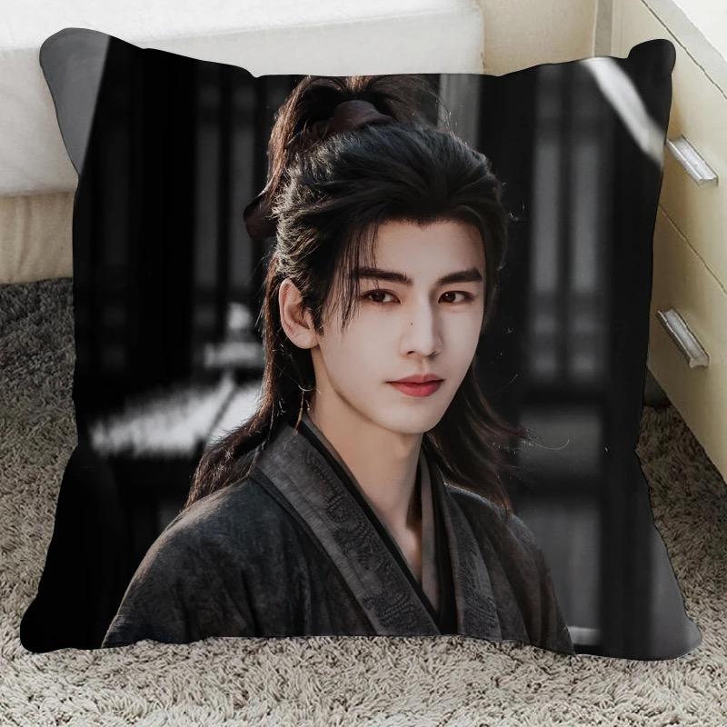 1Pc Home Sofa Decor Pillow Cover, Polyester 2D Double-Sided Print, Chasing Jade Zhang Linghe Tian Xiwei Cushion, Drama Lover Gif
