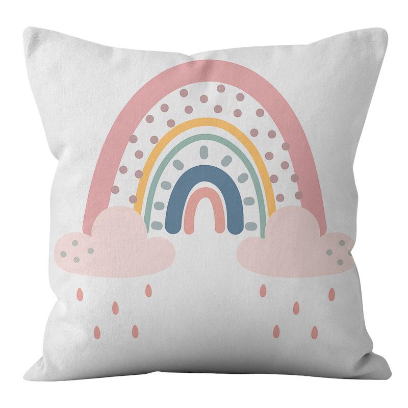 New Small and Fresh Rainbow Printed Pillowcase Home Petal Velvet Pillow Cushion Cover