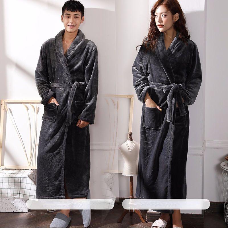 

Утолщенная и более длинная часть халата, парный халат, пижама, халат для мужчин и женщин с одинаковой частью домашней одежды, пижамы 2XL