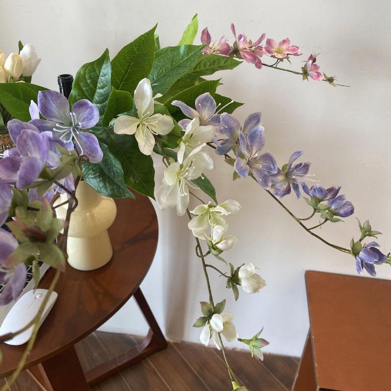 Artificial Pendulous Jasmine, Silk Flower, Crabapple, Single Stem, Light Luxury Artificial Flower, Home Interior Landscape Decoration Flower