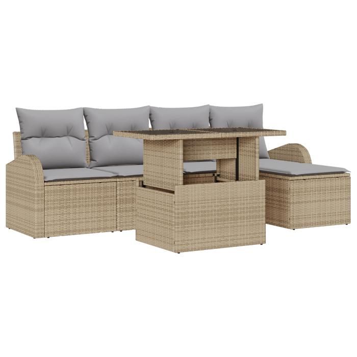 VidaXL Ensemble de Canapés de Jardin de 6 pièces avec Coussins Beige en Rattan Poly 3348626