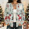 Damen Strickjacke mit langen Ärmeln und Weihnachtsdruck für die Feiertagsparty und den täglichen Gebrauch