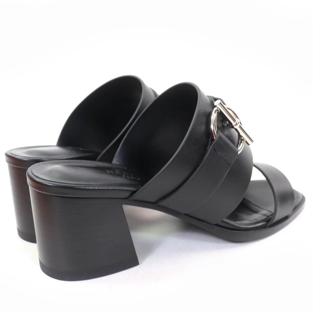 Excellent HERMES Sandals cute Purchased in 2025 Glennan Metal Leather black Women 35 Used