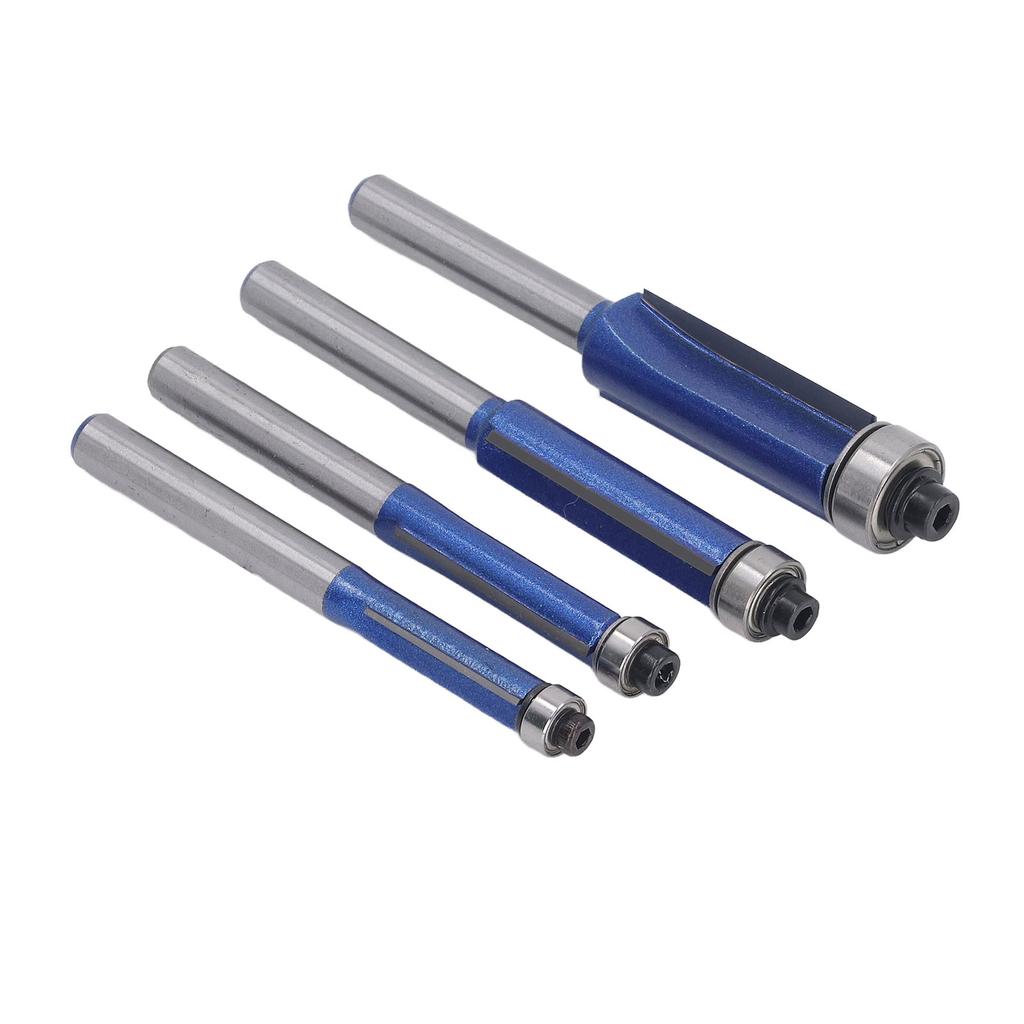 4 Pcs Flush Trim Router Bit 1 4 Shank Tungsten Steel Alloy High Hardness Edge Flush Trimming Bit for Woodworking