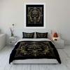 Vintage Gold Ornate Skull Baroque Duvet Cover Set Black Luxury Gothic Bedding Includes 1 Duvet Cover And 2 Pillowcase Gift