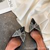 [Spot] High Heels 2025 New Rhinestone Bow Pointed Transparent Fairy Wind Crystal Bag Head Sandals