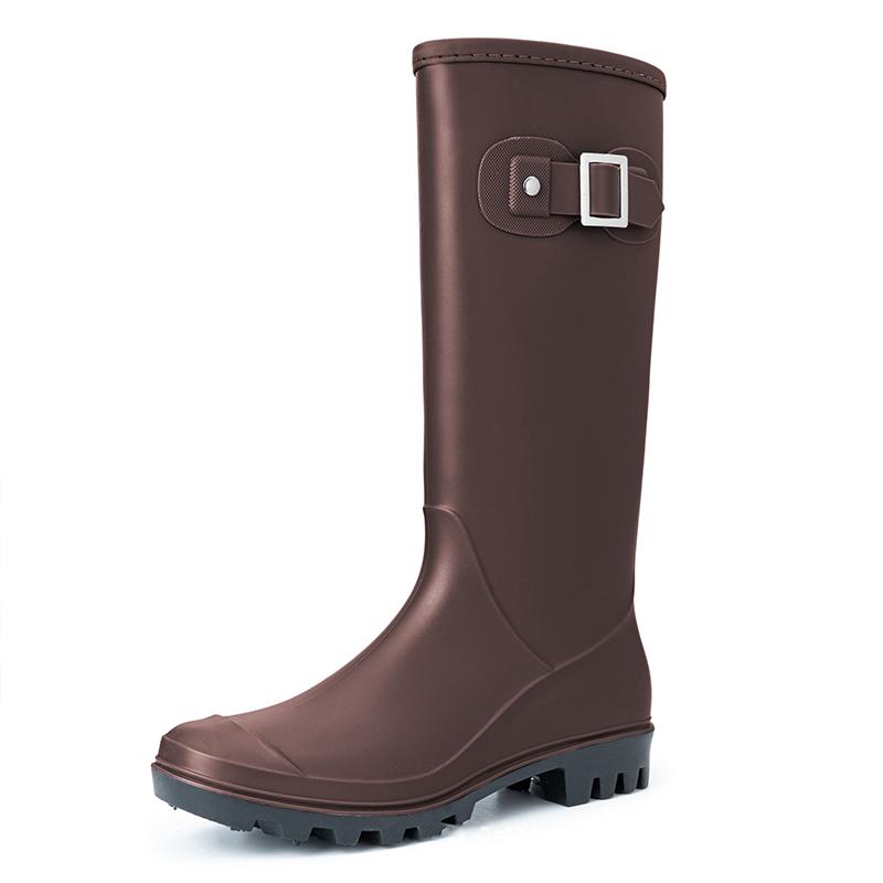 Waterproof Rain Boots Women Adult High Tube Buckle Long Tube Water Shoes Autumn