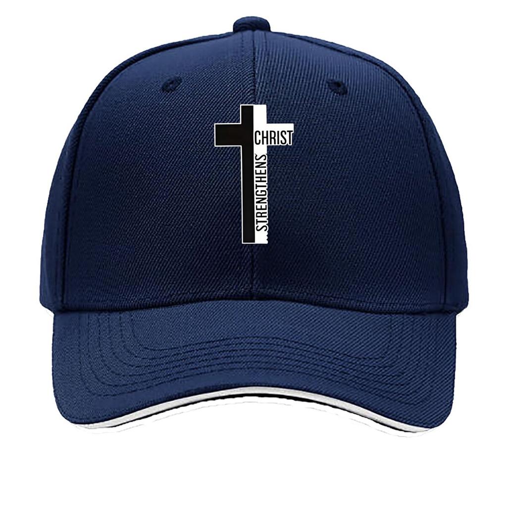 Unisexs Stylish Adjustable Baseball Cap with Cross Letter Print Breathable for Outdoor Activitie Sandwich Baseball Cap