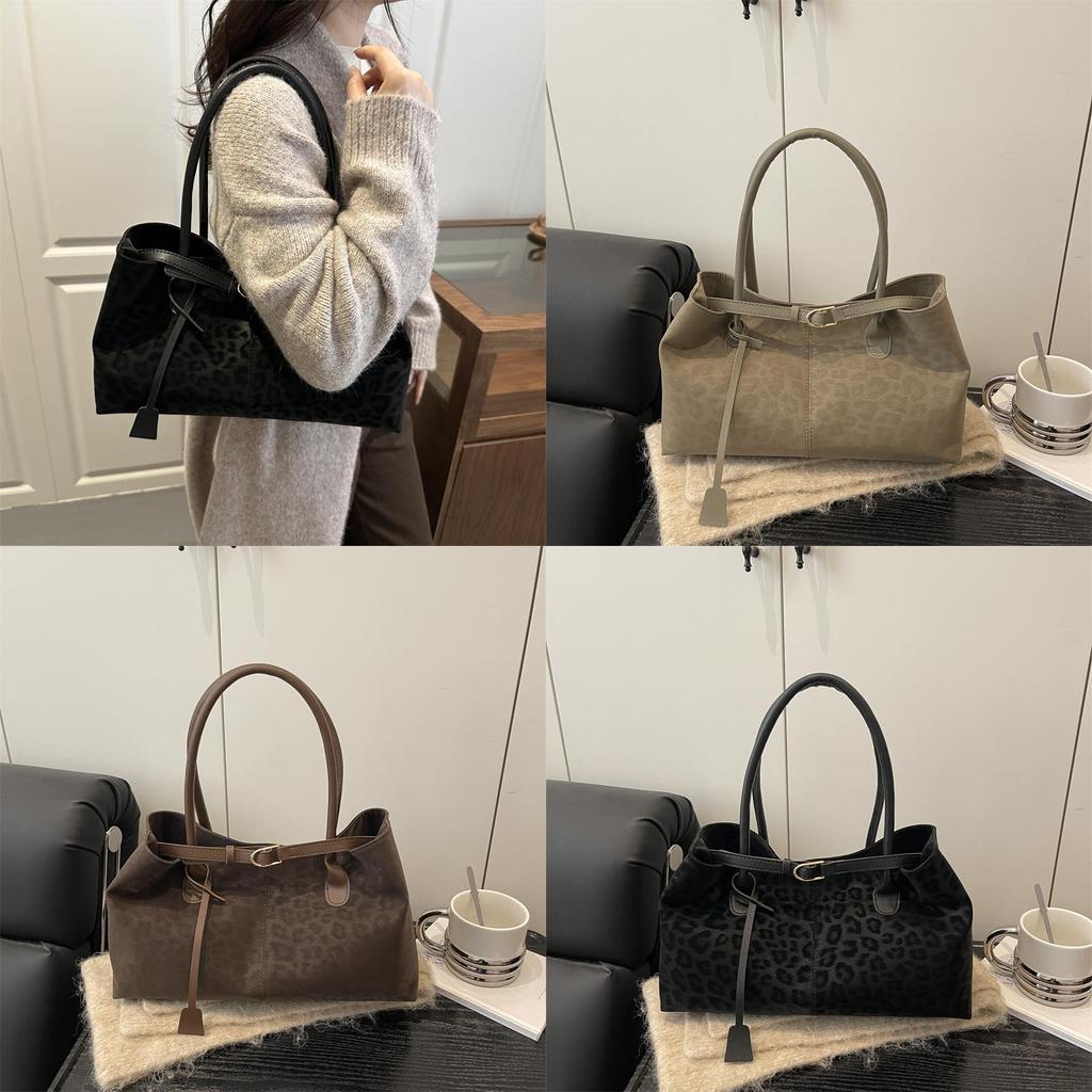 Vintage Leopard Print Tote Bag With Magnetic Closure For Casual Daily Use