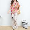 DIMANAF 2026 Plus Size Summer Beach Women Tees T-Shirts Casual Lady Tops Tunic Shirt Oversize Loose Floral Print Knitted