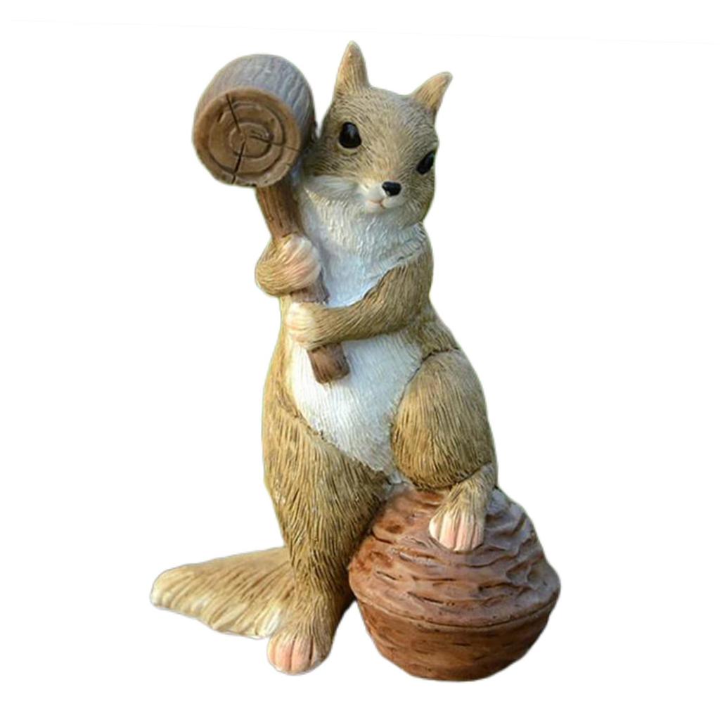Resin Craft Squirrel Figurines Bonsai Decor Animal Statues for Fairy Garden Ornaments , with