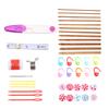 44Pcs Bamboo Circular Crochet Tube Sewing Needle Wood Knitting Tool Set