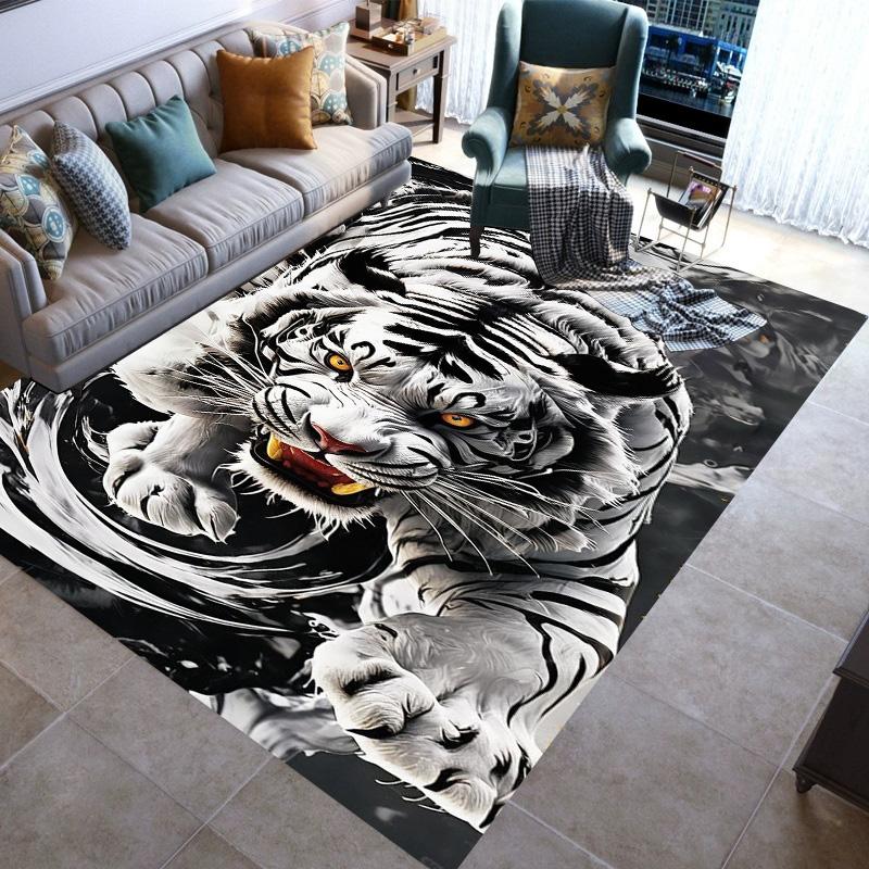 Large Area Rugs Non Slip Animal Tiger Pattern Carpet Living Room Sofa Kitchen Entrance Doormat Hallway Balcony Floor Mat