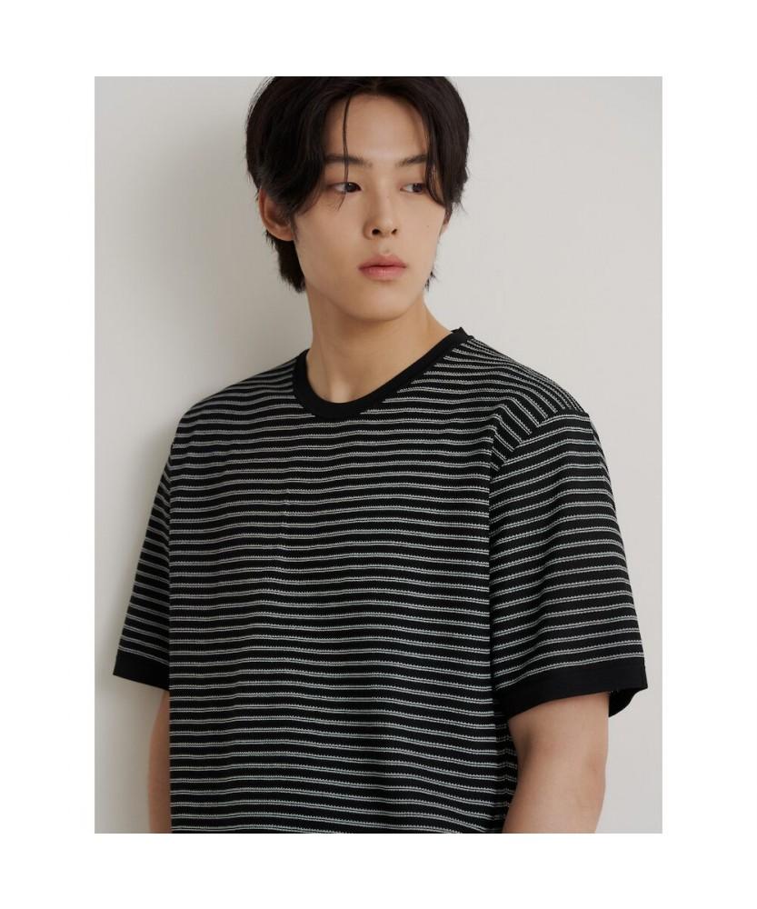 Binpolmen Gentle Tech Casual Pinstripe Round Knit Black