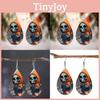 Hooded Halloween Themed Jacket Skull Pattern Droplet Shaped Acrylic Earrings