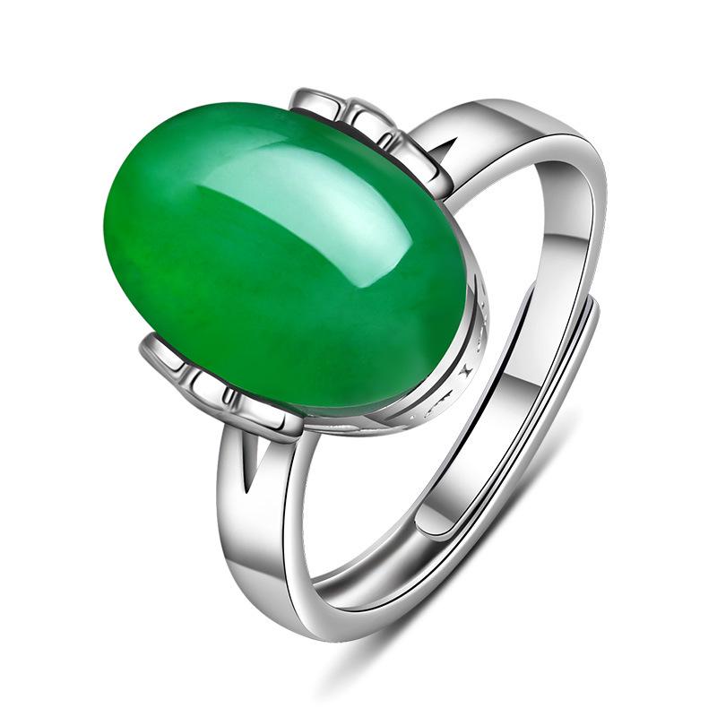 

Открытое кольцо из ретро-агата, инкрустированного нефритом и русской яшмой Adjustable Open Size