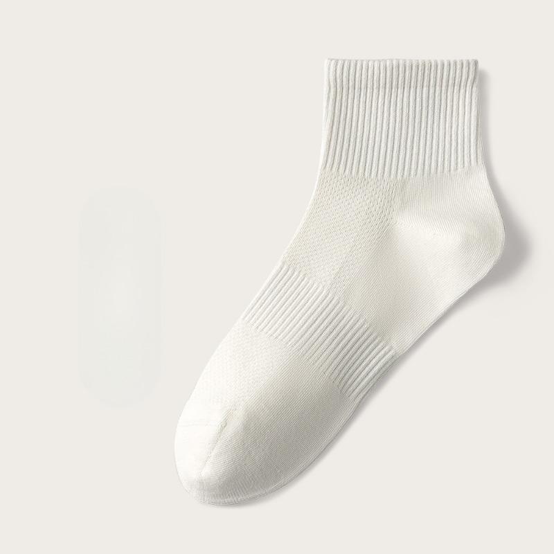 

Мужские летние дезодорирующие сетчатые влагоотводящие носки-трубы из чистого хлопка для тренировок, антибактериальные, бесшовные, 7А 1 pair белый