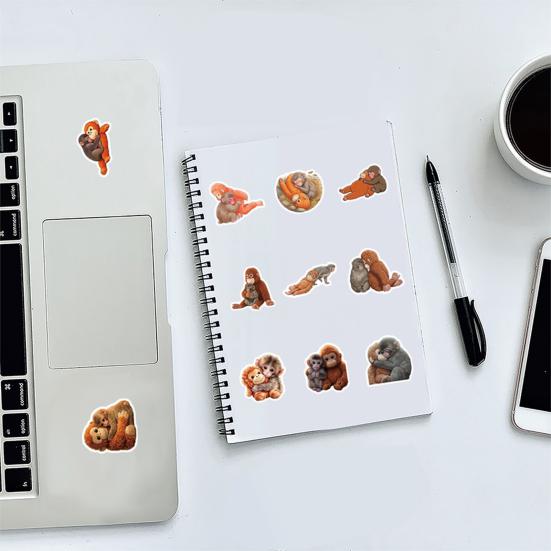 60Pcs Punch Monkey Cartoon Vinyl Sticker Set Fun Inspirational Waterproof Decals for Laptops Water Bottles Luggage Fun Expression Stickers