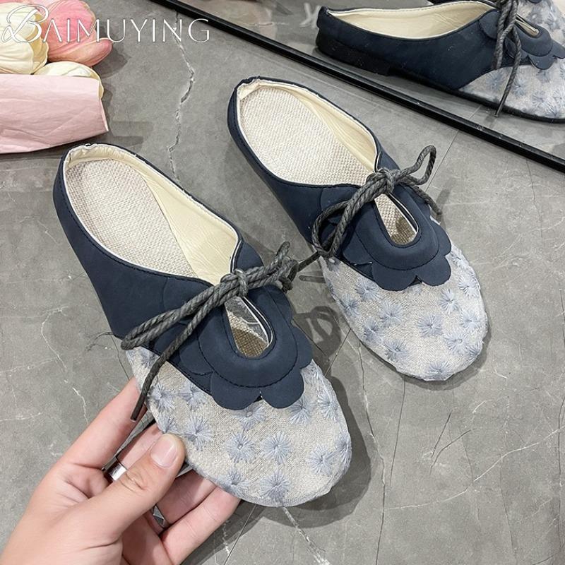Flats Mesh Slippers Women Sandals Casual Loafers Shoes Woman Mules Summer 2025 Trend Soft Sole Elegant Dress Comfort Zapatillas