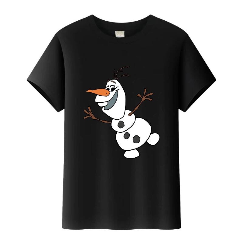Kawaii Disney Frozen Olaf Cartoon Boy Tees Girls Loose T-shirt Harajuku Y2k Blouses Kids Tops O-Neck Tshirt Gothic Clothes