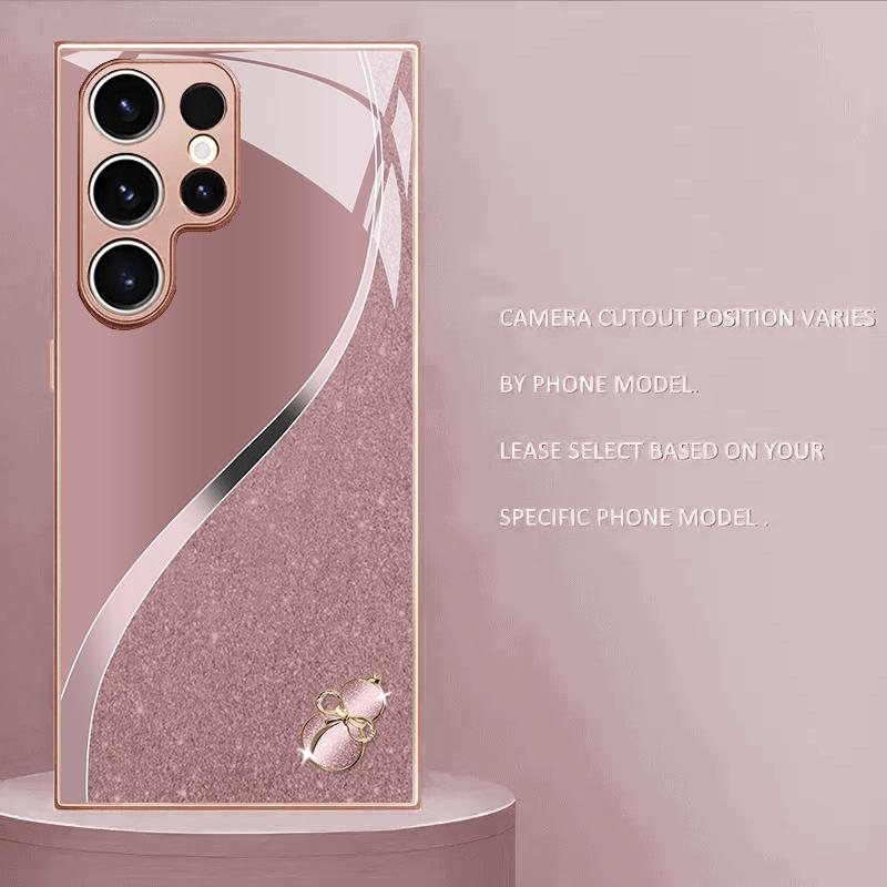 Fashion pink metallic paint glass phone case suitable for Samsung Galaxy S26 S25 S24 S23 S22 S21 S20 FE/Ultra/Plus anti drop