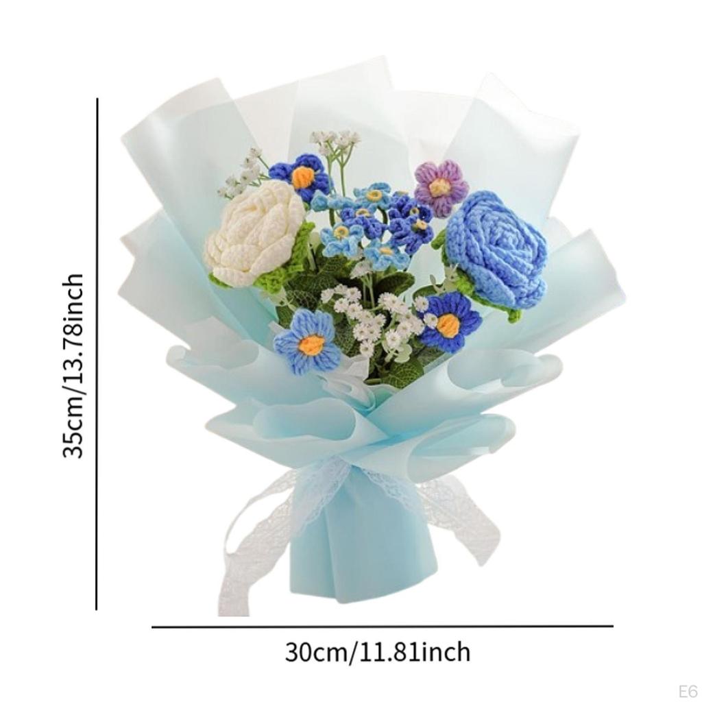 Artificial Floral Arrangement Crochet Flowers Bouquet for Mom Wife Holiday Gift