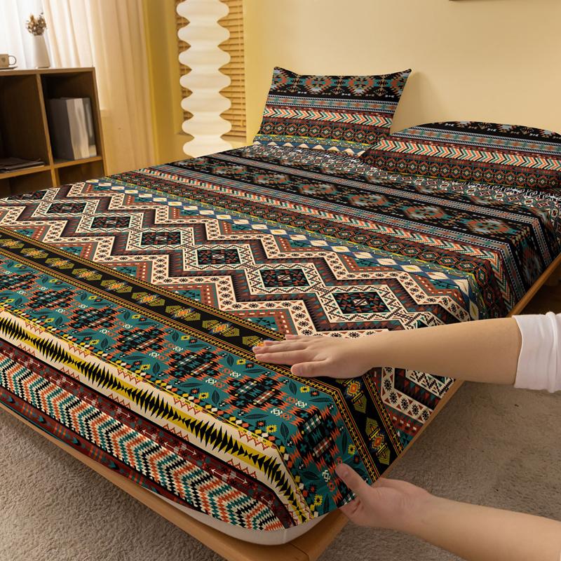 1 Bohemian Patterned Frosted Bedsheet, Bedroom Printed Bedspread, Bedding (Excluding Pillowcases)